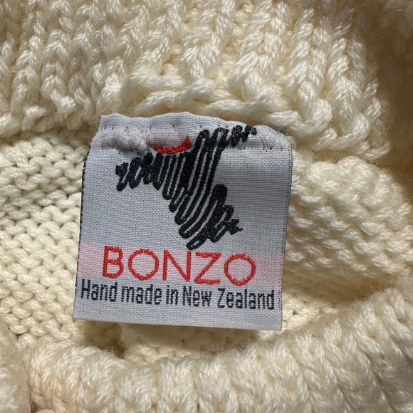 BONZO Wool Cardigan Sweater Hand Made New Zealand Sunflower Floral Button Front - Picture 8 of 12